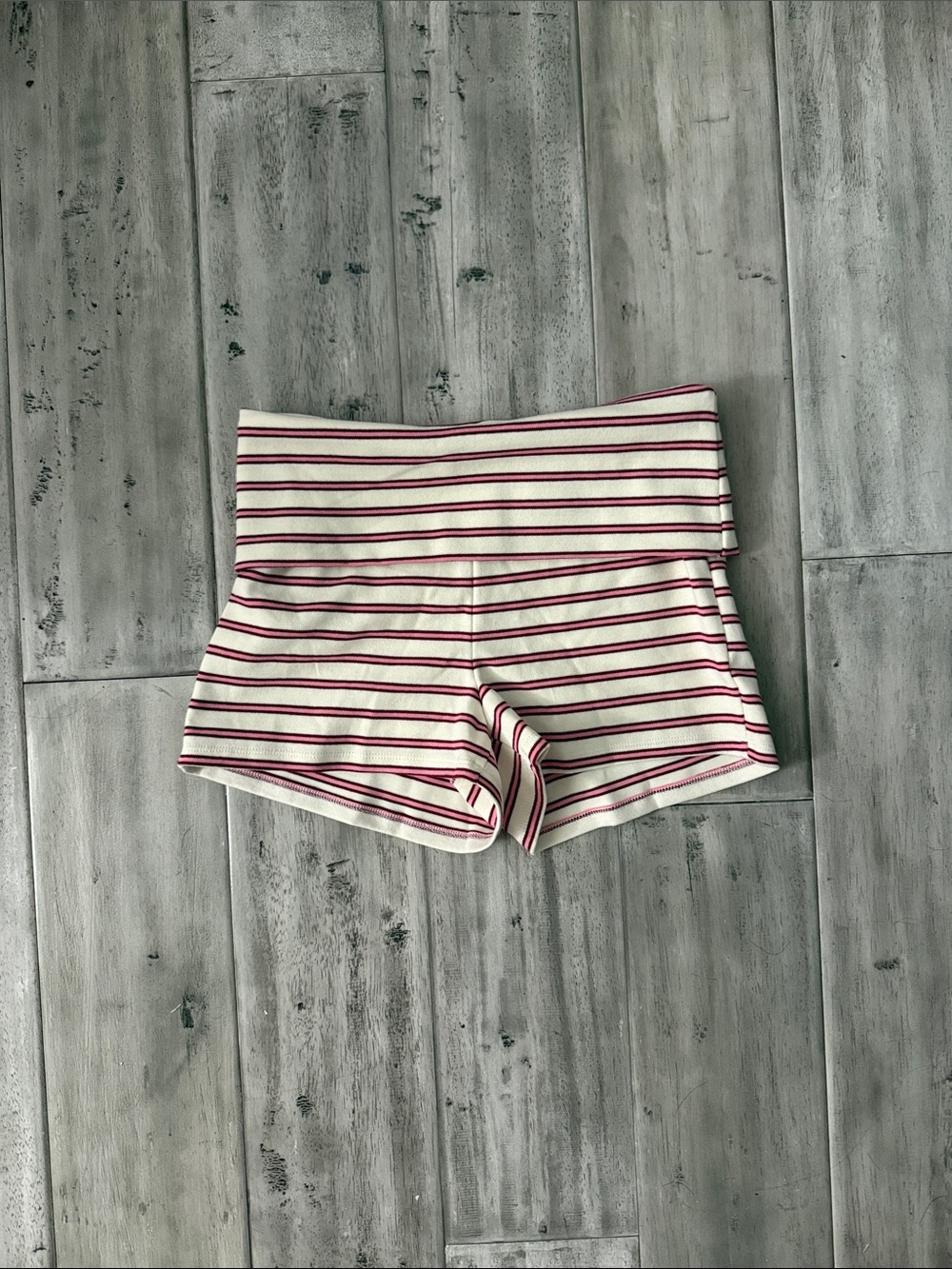 Dry goods low rise stripe fold over shorts